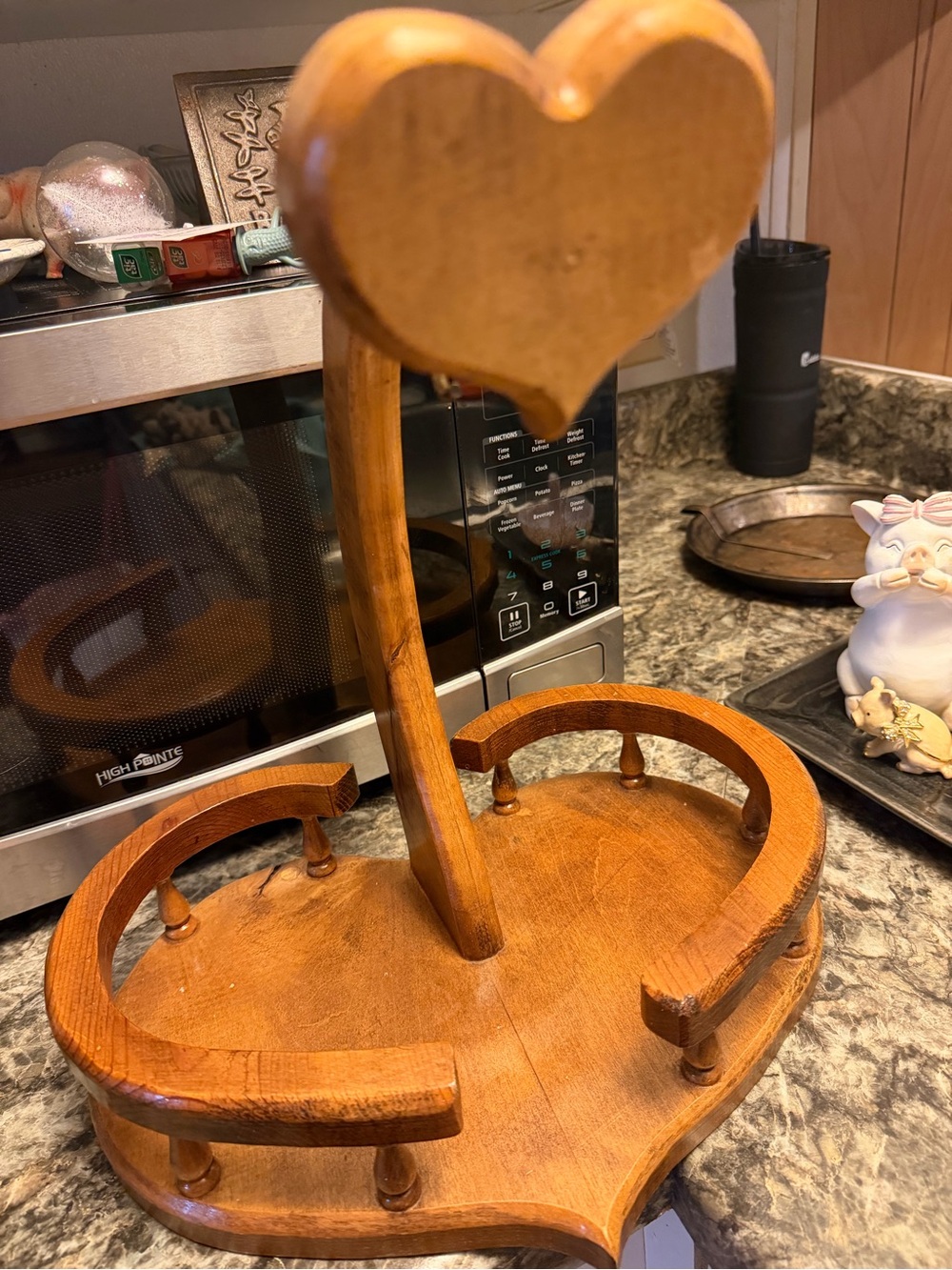 Wooden Heart-Shaped Kitchen fruit hanger - Natural Brown
